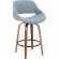 Fabrico 26" Counter Stool in Blue Fabric & Walnut Wood (Set of 2)